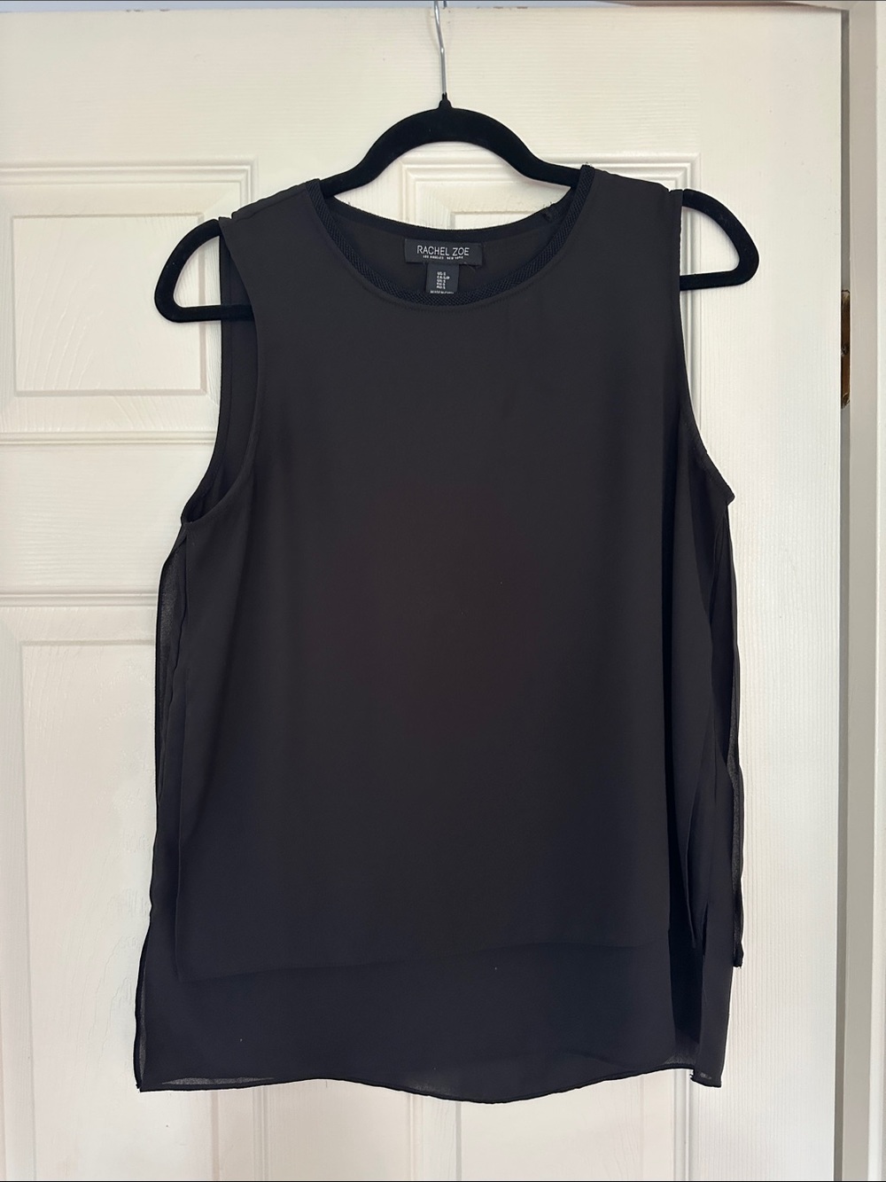 Rachel Zoe Black Sleeveless Chiffon Shell Top